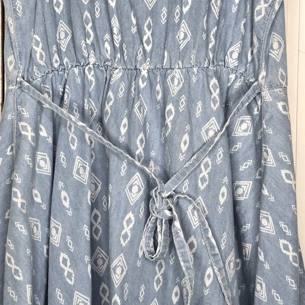 Justice Sleeveless Dress‎ Kids 12 Blue Geometric Boho Floral Embroidered Core